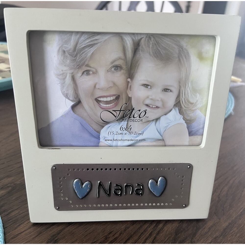 Fetco NANA Pewter/Wood Picture Frame For 4x6" Photo Heart Art Accents